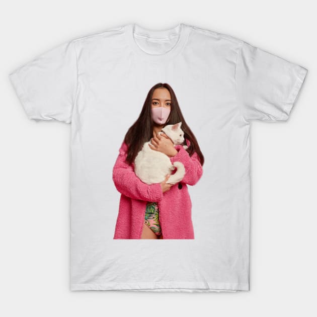 Girl with a cat - parody T-Shirt by Custom Style